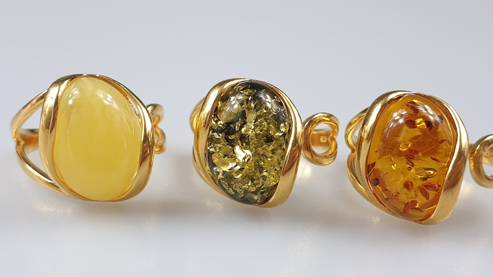 Gold plated Amber rings - amberlithuania.com