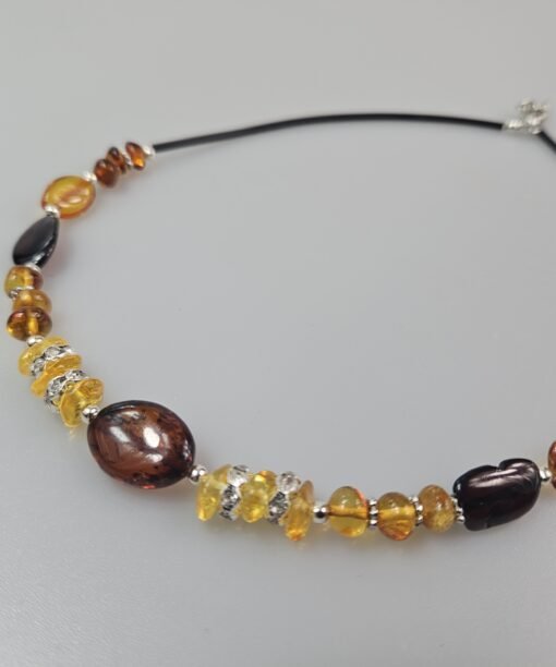 kaklo papuošalas - smulkūs Karoliai margi iš tikro Baltijos gintaro