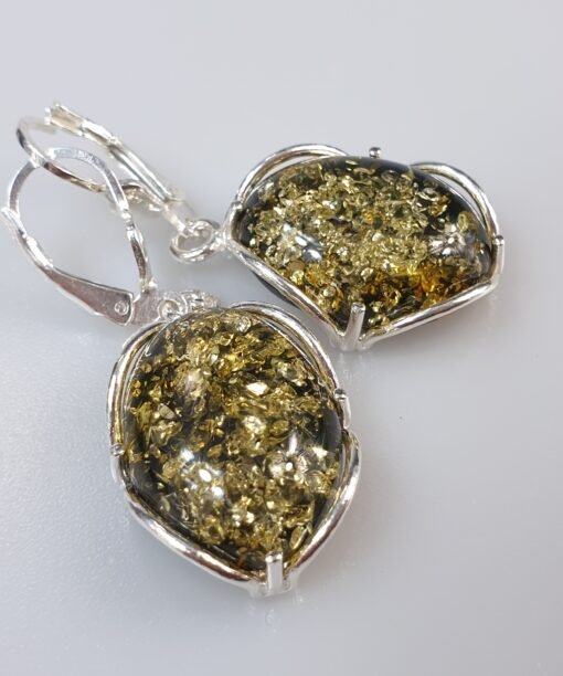 Big green Amber earrings