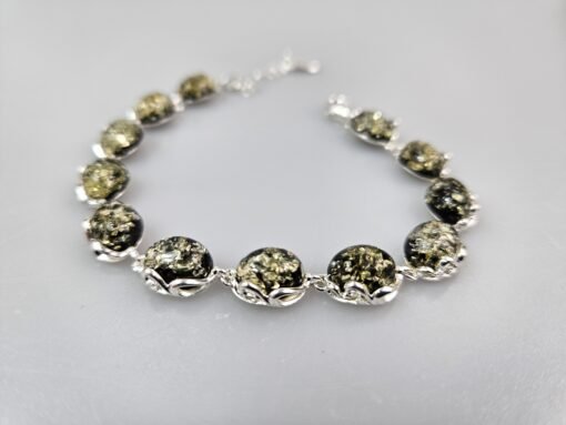 Sidabrinė žalio gintaro apyrankė Green Amber bracelet