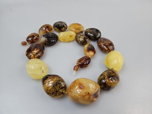 Gydomieji gintariniai karoliai. Natūralus gintaras. Karoliai skydliaukės gydymui masyūs margi amber necklace