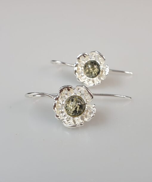 Green amber earrings