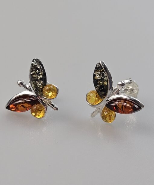 amber stud in earrings butterfly