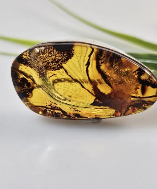 Sagė gintarine sidabrinė dovana Jai Rankų darbo sagė