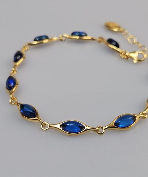 Mėlyno gintaro apyrankė, auksas ir gintaras