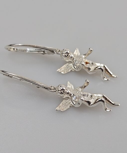 Sidabriniai auskarai su gintaru angelai. Krikštynų dovana