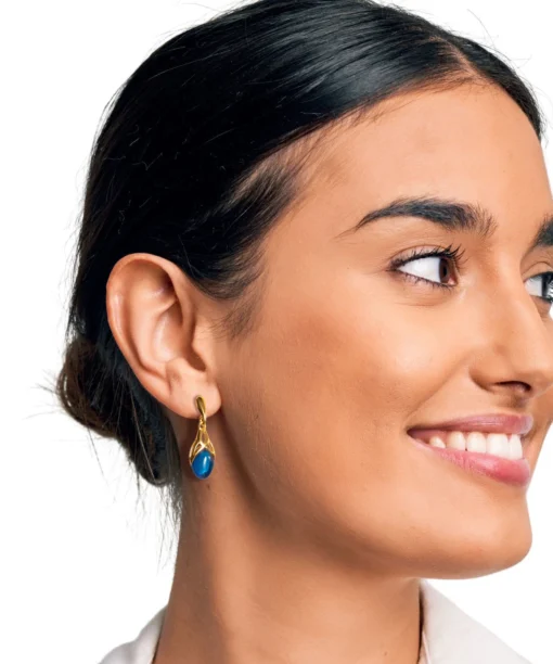 blue amber earrings with gold