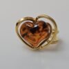 auksinis žiedas "Širdelė" su gintaru mergaitės žiedelis